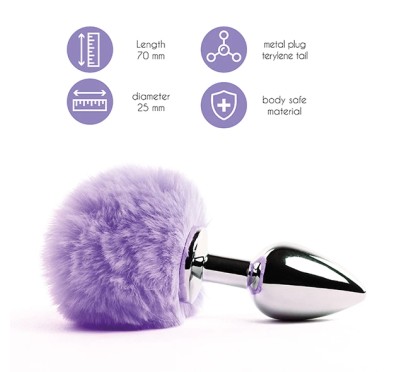 Plug analny - FeelzToys Bunny Tails Butt Plug Purple